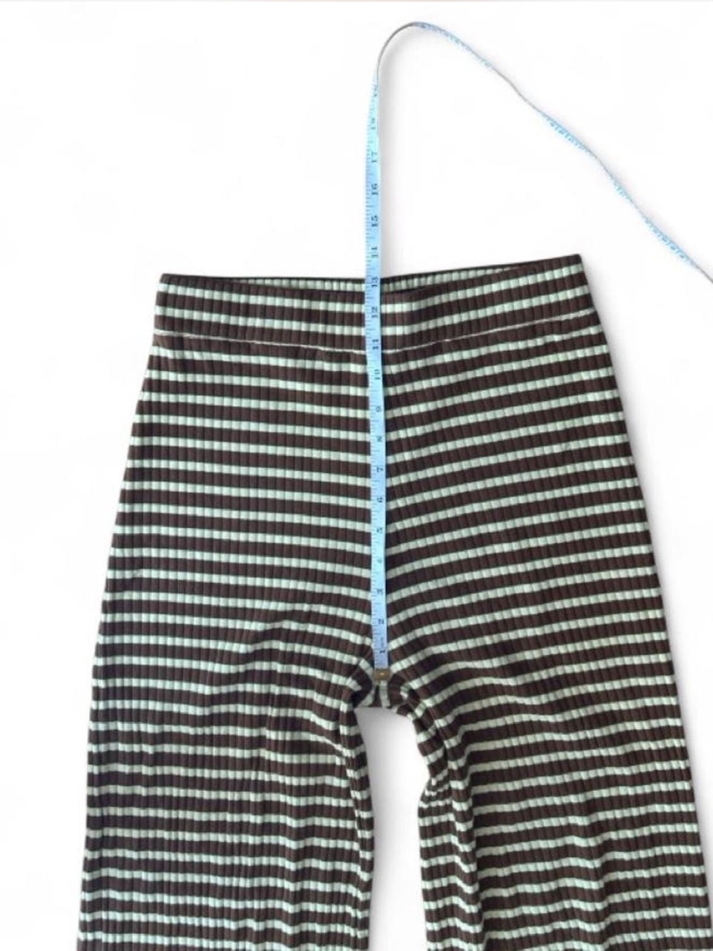 Rita Row Stretchy Wide Leg Athleisure Pants Rib Knit Brown Yellow Stripes Large - Picture 7 of 8